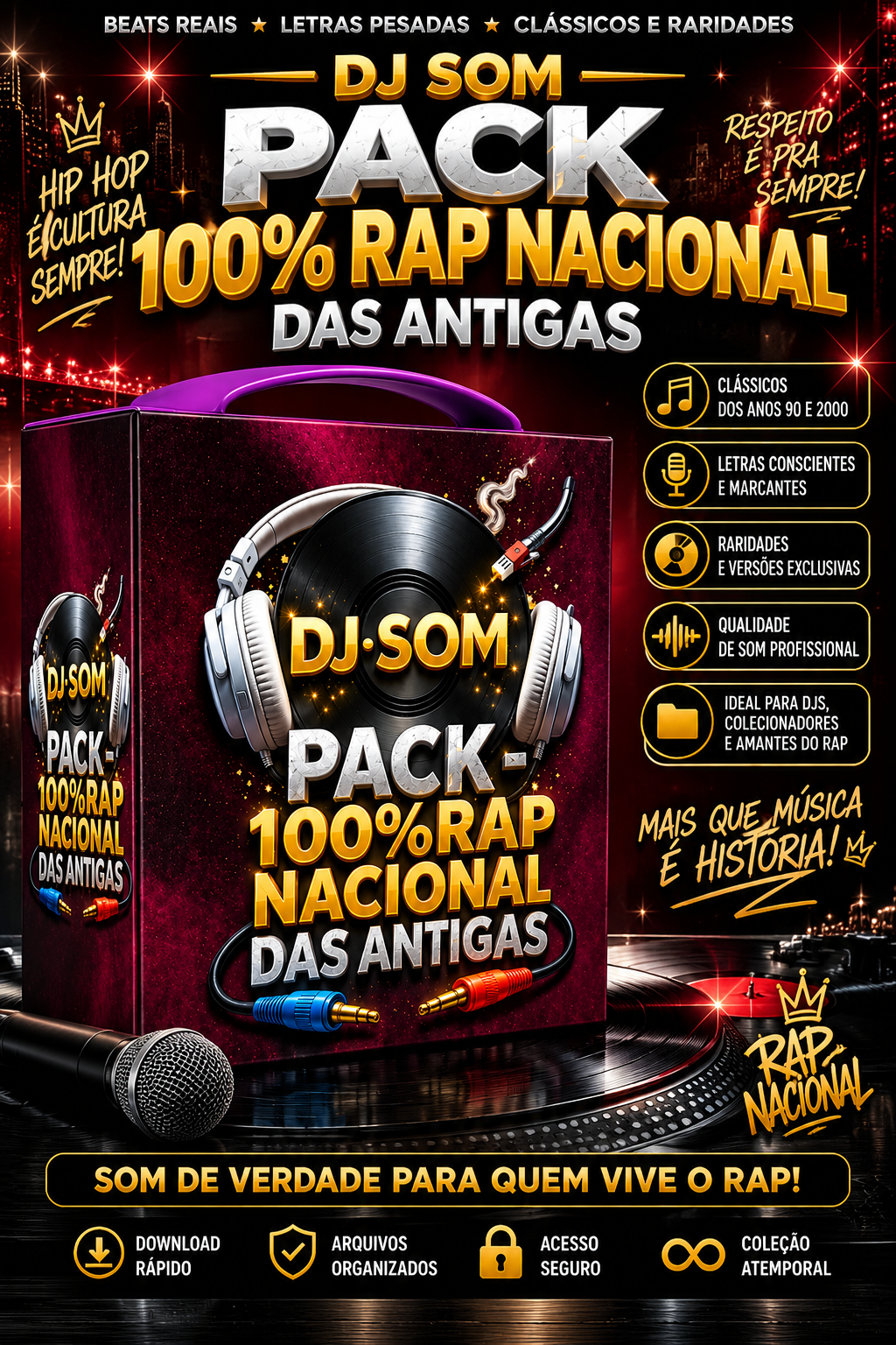 Capa do pack PACK 100% RAP NACIONAL DAS ANTIGAS COM 225 MÚSICAS