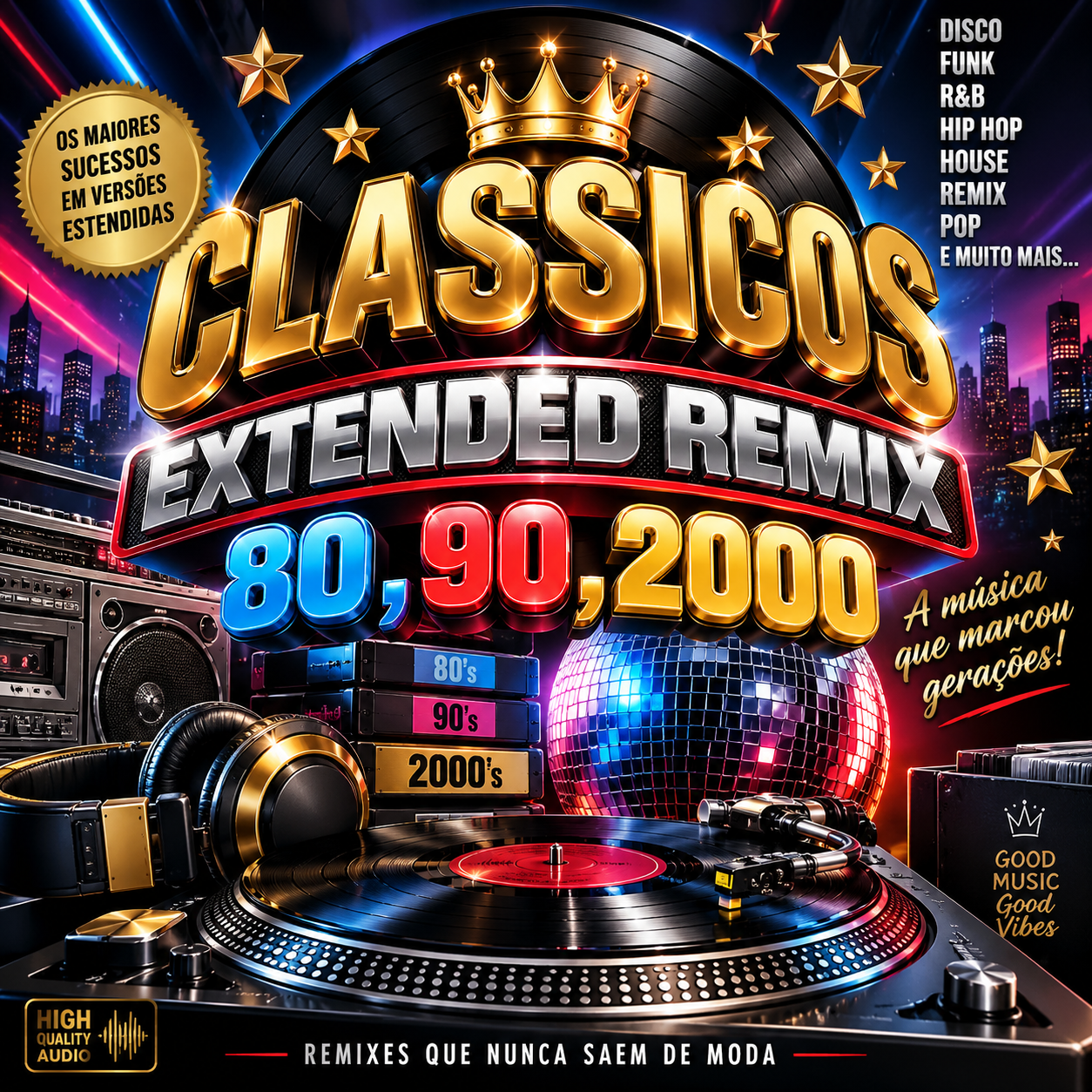 Capa do pack Clássicos Extended Remix 80, 90, 2000