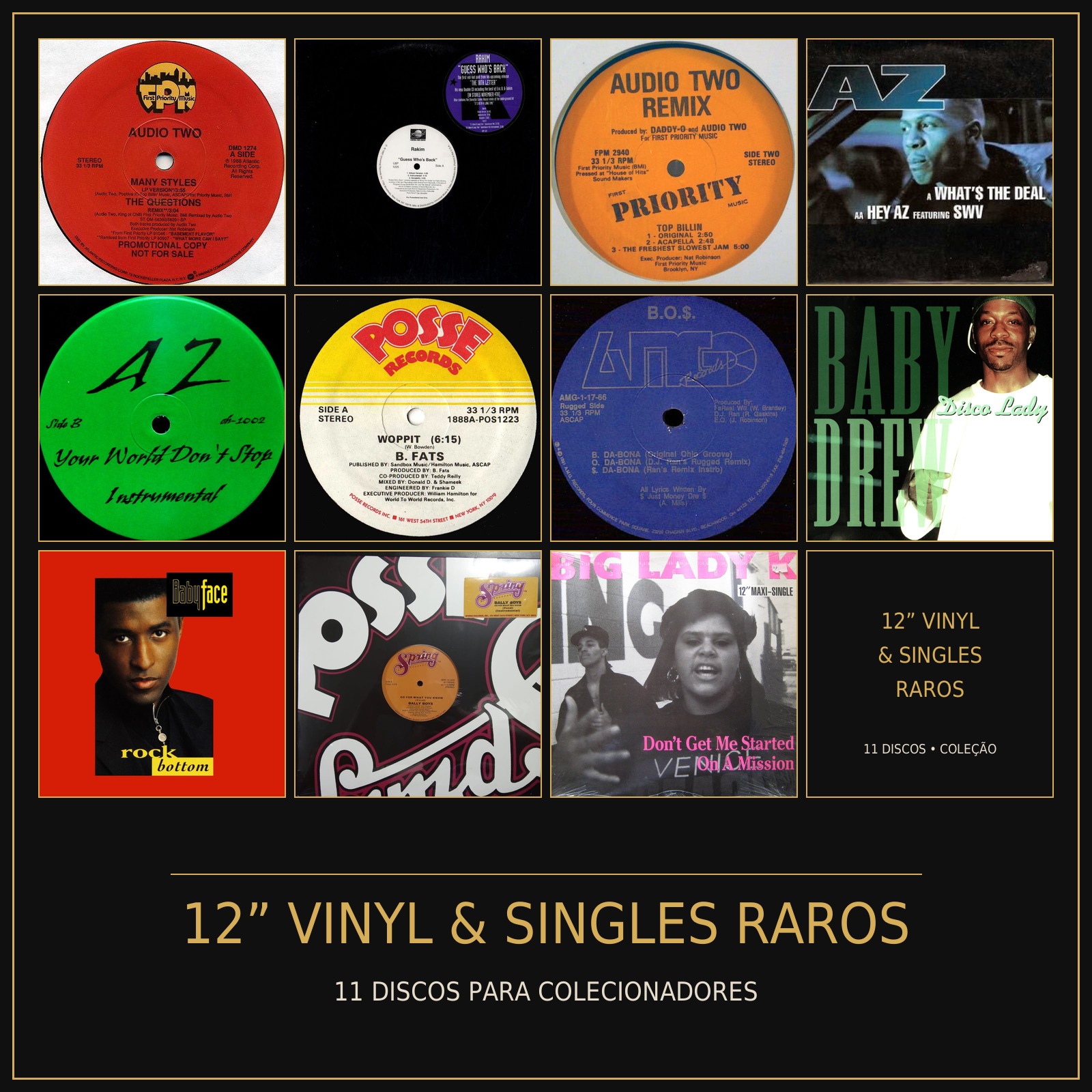 Capa do disco 12” Vinyl & Singles Raros — Coleção de 11 Discos